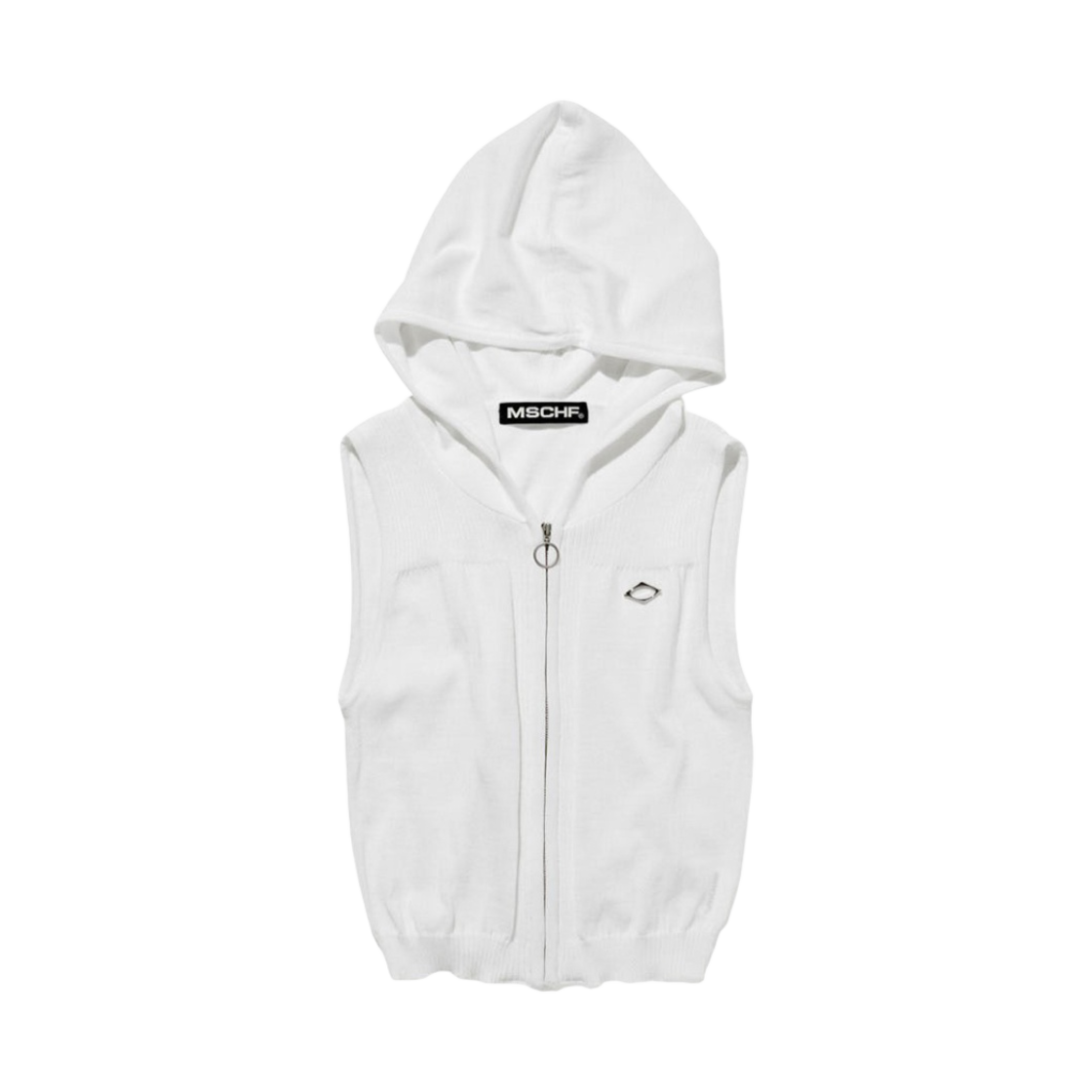 (W) 미스치프 롬버스 후디드 니트 베스트 화이트