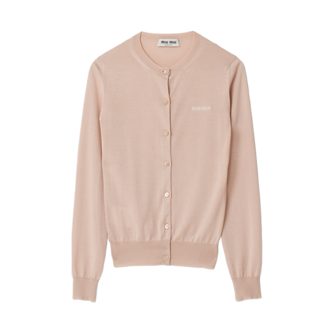 미우 미우 캐시미어 앤 실크 니트 가디건 알비노 화이트(Miu Miu Cashmere and Silk Knit Cardigan Albino White)