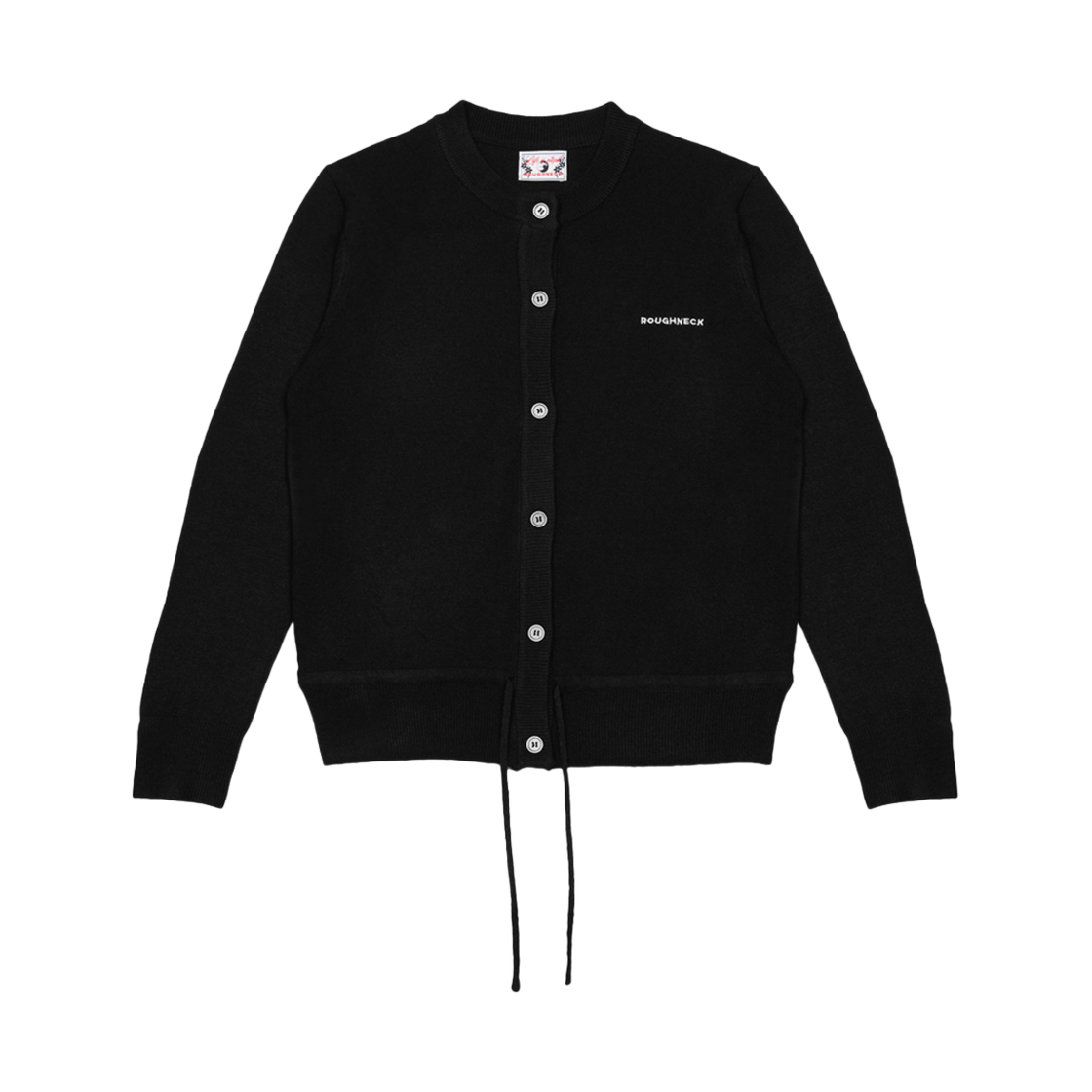 러프넥 스트랩 울 가디건 블랙