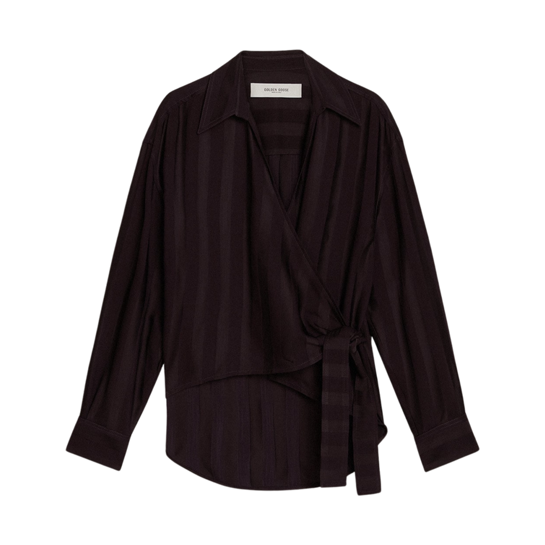 (W) 골든구스 버티컬 스트라이프 사이드 매딥 클로저 셔츠 블랙((W) Golden Goose Shirt with Vertical Stripes and Side Knot Closure Black) - 1