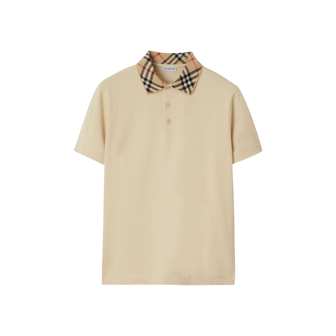 8103864 Burberry Check Collar Cotton Polo Shirt Beige