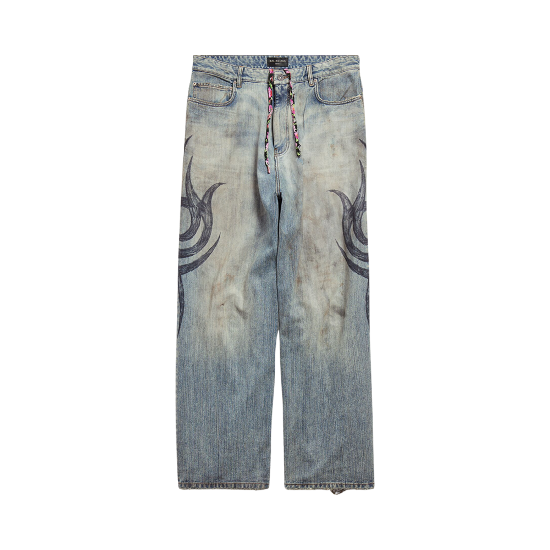 발렌시아가 Y2K 스트레치드 니 배기 팬츠 라이트 블루