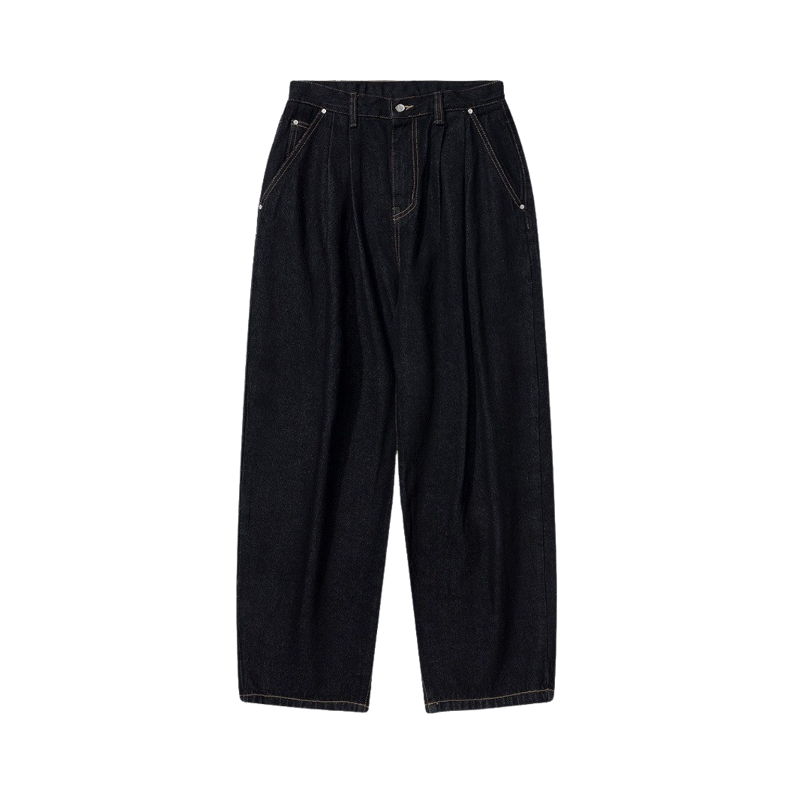 알디브이제트 딥 턱 포인트 데님 팬츠 블랙(RDVZ Deep Tuck Point Denim Pants Black)