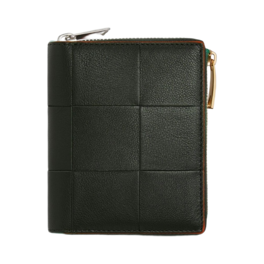 보테가 베네타 카세트 집 어라운드 지갑 다크 그린 오렌지(Bottega Veneta Cassette Zip Around Wallet Dark Green Orange) - 1