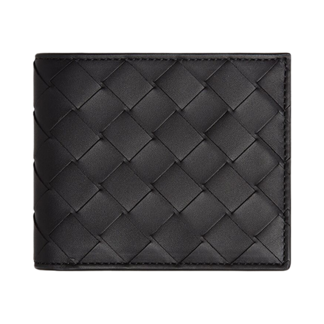 743211VCPQ61027 Bottega Veneta Intrecciato Bi-Fold Wallet Black Grass