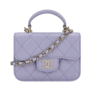 Chanel Flap Coin Purse with Chain Lambskin & Gold Light Purple