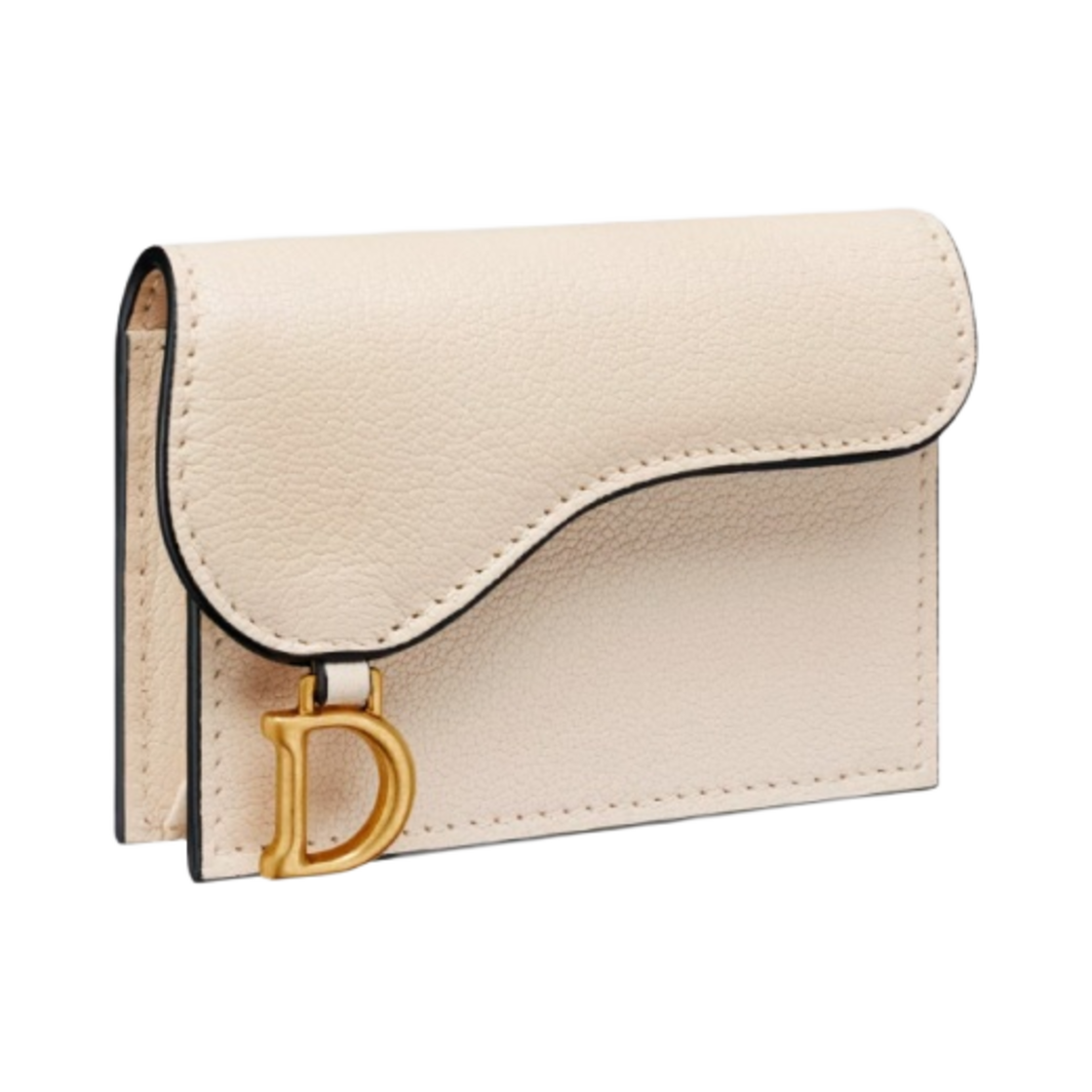 디올 고트스킨 새들 플랩 카드 홀더 더스티 아이보리