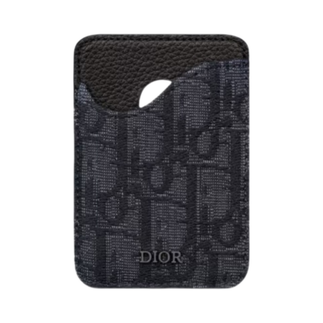 디올 새들 마그네틱 카드 홀더 그레인드 카프스킨 디올 오블리크 자카드 블랙(Dior Saddle Magnetic Card Holder Grained Calfskin Dior Oblique Jacquard Black)