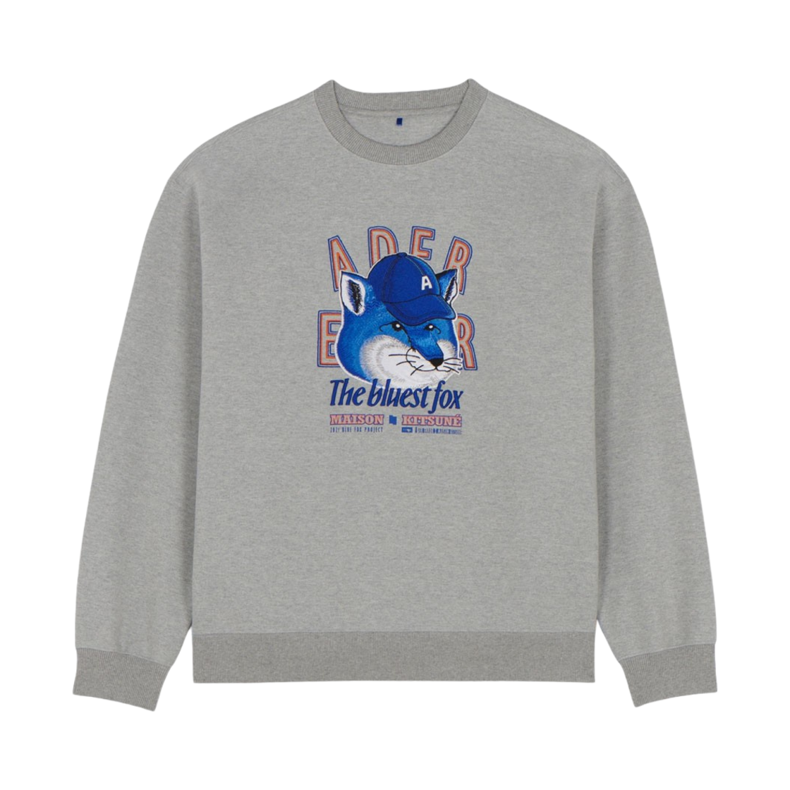 메종 키츠네 x 아더에러 더 블루이스트 폭스 스웨트셔츠 그레이(Maison Kitsune x Ader Error The Bluest Fox Sweatshirt Grey)