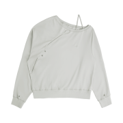 OJOS Twisted Button-Up Sweatshirt Grey