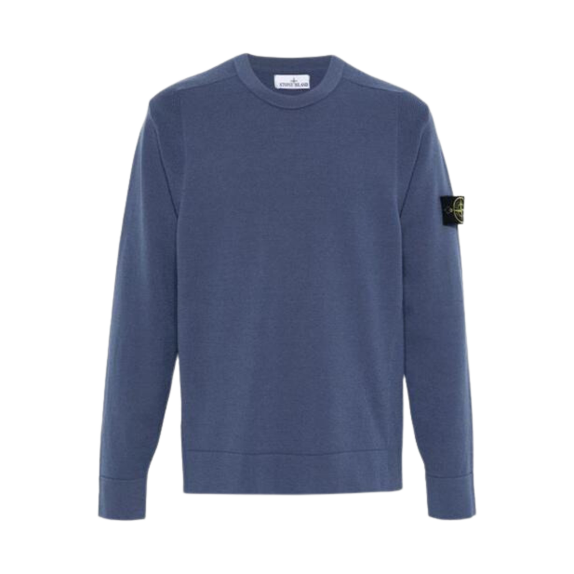 8115526A1-V0046 Stone Island 526A1 Stretch RWS Wool Crewneck Sweater with Ribbed Details Mid Blue - 24FW