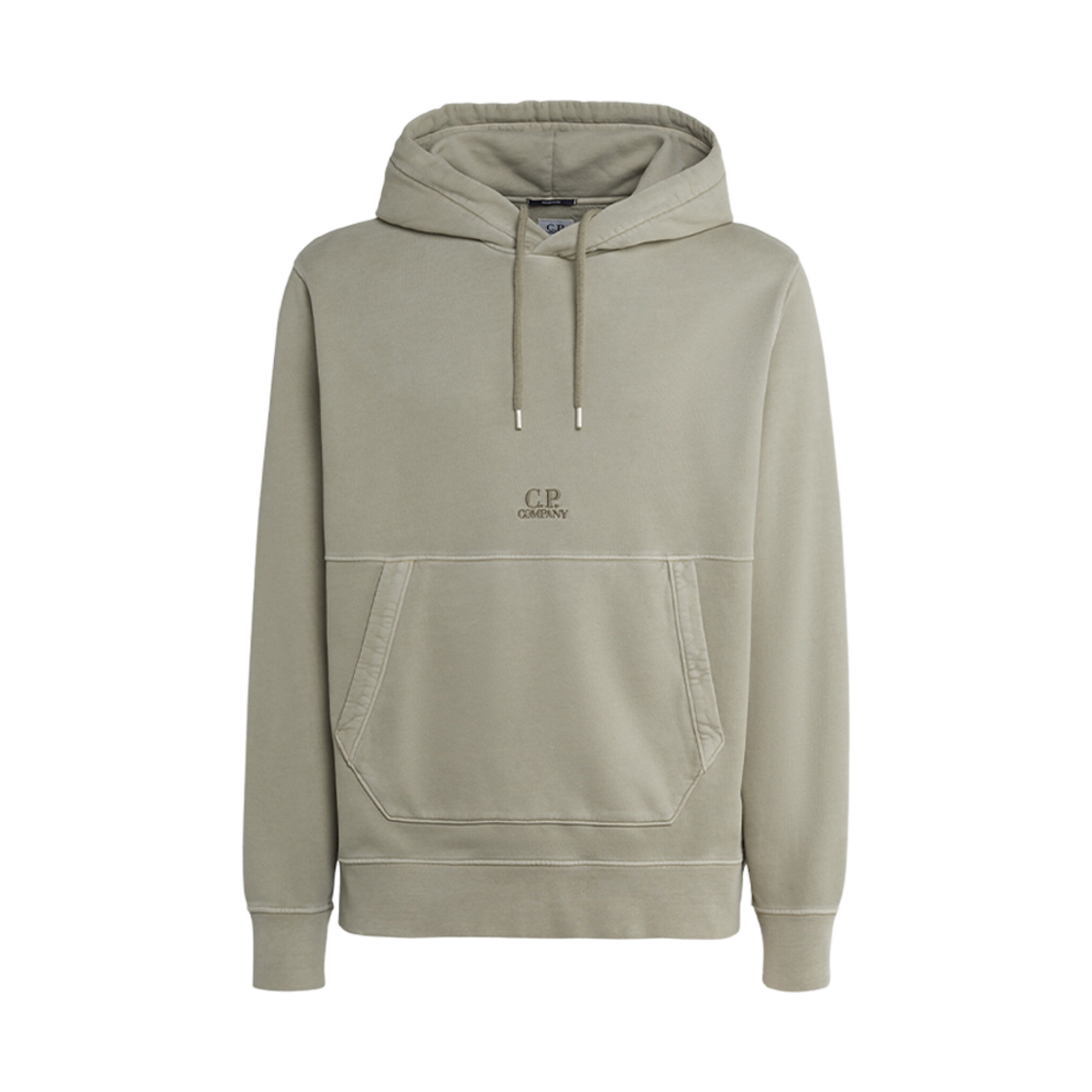 C.P. 컴퍼니 브러쉬드 & 에머라이즈드 다이애그널 플리스 로고 후드 실버 세이지 브라운 - 23FW(C.P. Company Brushed & Emerized Diagonal Fleece Logo Hoodie Silver Sage Brown - 23FW) - 1