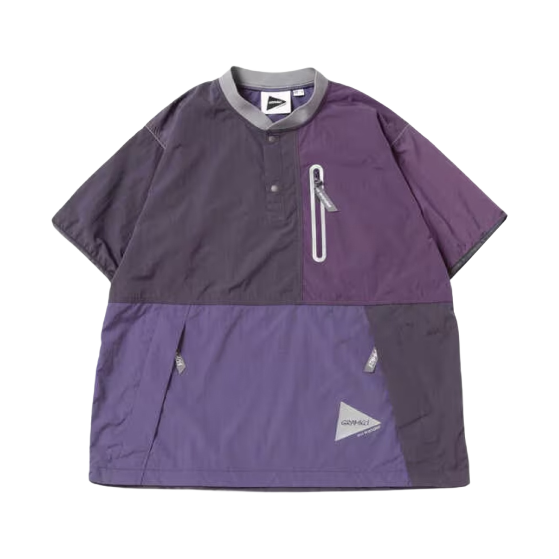 앤드원더 x 그라미치 패치워크 윈드 티셔츠 멀티 퍼플(And Wander x Gramicci Patchwork Wind T-Shirt Multi Purple)
