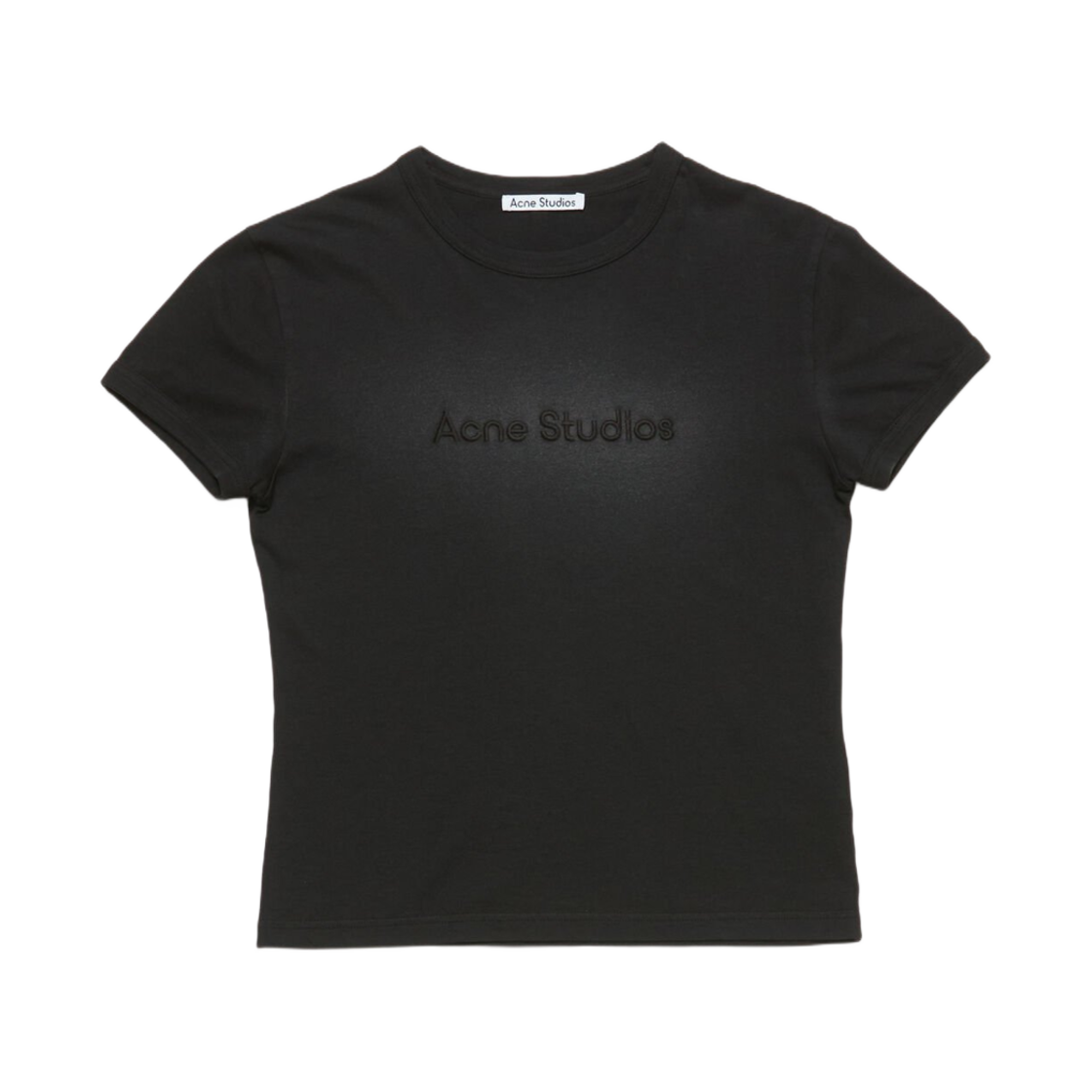 (W) 아크네 스튜디오 로고 티셔츠 피티드 핏 페이디드 블랙((W) Acne Studios Logo T-Shirt Fitted Fit Faded Black)