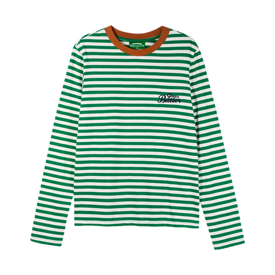 그린버터 체인 니들워크 스트라이프 티 그린