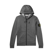 Stone Island 64251 Cotton Fleece Full Zip Hooded Sweatshirt Charcoal - 23SS