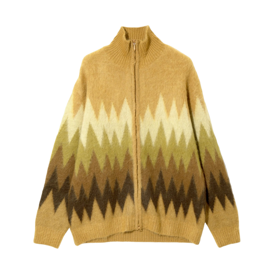 니들스 x 미야기히데타카 지퍼 모헤어 자켓 지그재그 토프(Needles x Miyagihidetaka Zipped Mohair Jacket Zigzag Taupe) - 1