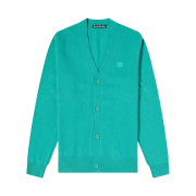 Acne Studios Kev Face Garment Dyed V-Neck Cardigan Jade Green
