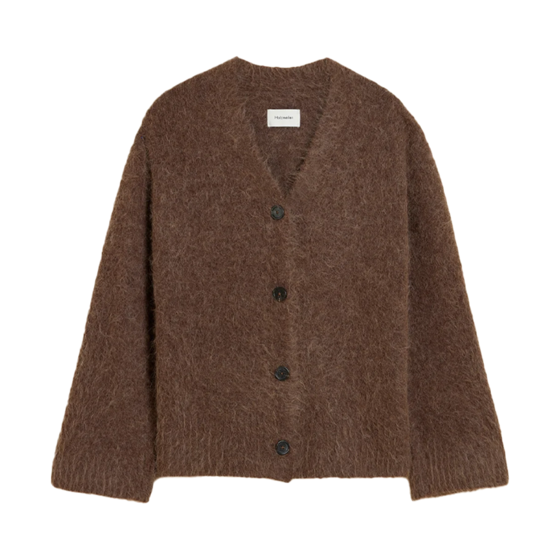KW4DKNCHZ25BR Holzweiler Women Fure Fluffy Cardigan Dark Brown - 24FW