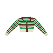 Green Butter Women Square Neck Pearl Multi Button Cardigan Green