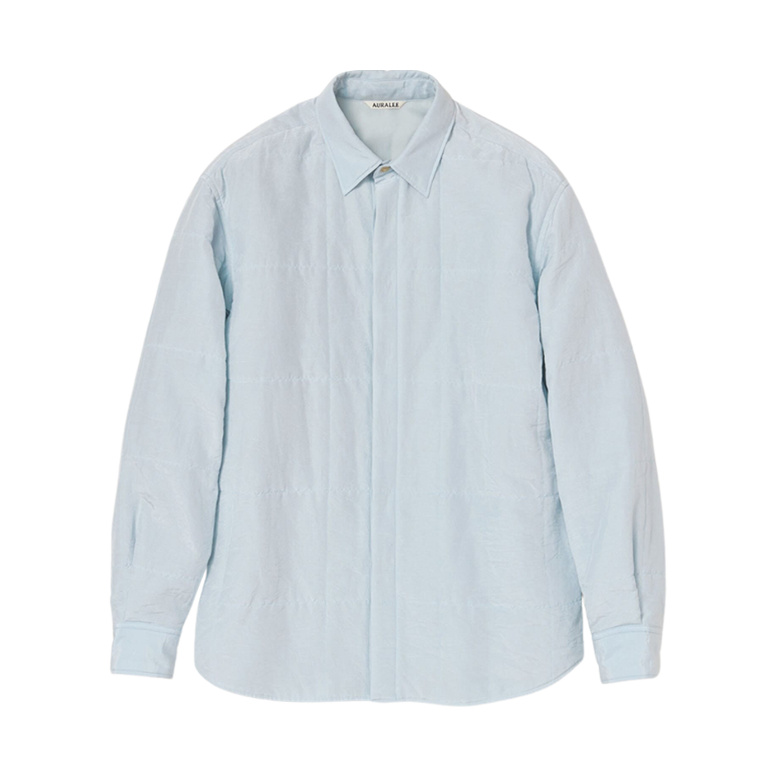 A23AS01SP Auralee Quilted Light Silk Cotton Shirt Light Blue
