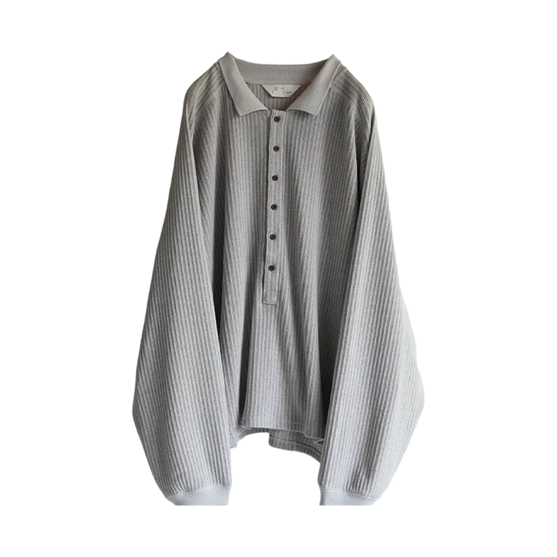 ANC-CT47-3 Ancellm Henley Rib LS T-Shirt Gray