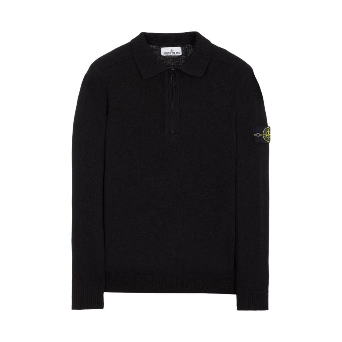7815529D3-V0029 Stone Island 529D3 Stocking Stitch Polo Knit Black - 23SS