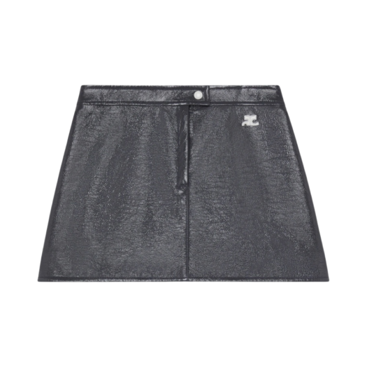 (W) Courreges Reedition Vinyl Mini Skirt Steel Grey