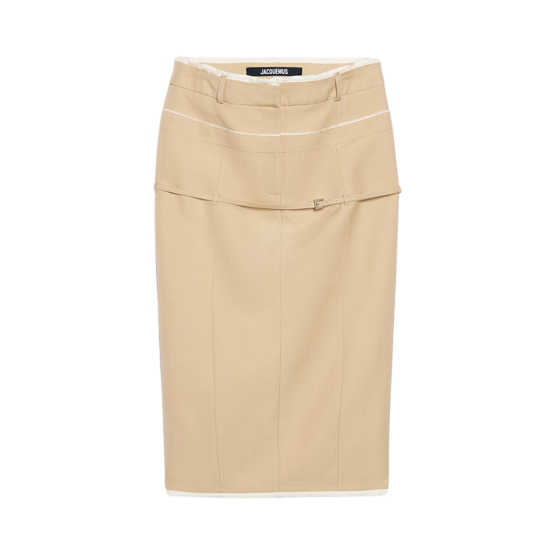 (W) 자크뮈스 라 쥬프 카라코 벨티드 펜슬 스커트 베이지((W) Jacquemus La Jupe Caraco Belted Pencil Skirt Beige) - 1
