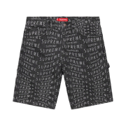 Supreme Warp Jacquard Logos Denim Painter Shorts Black - 21SS
