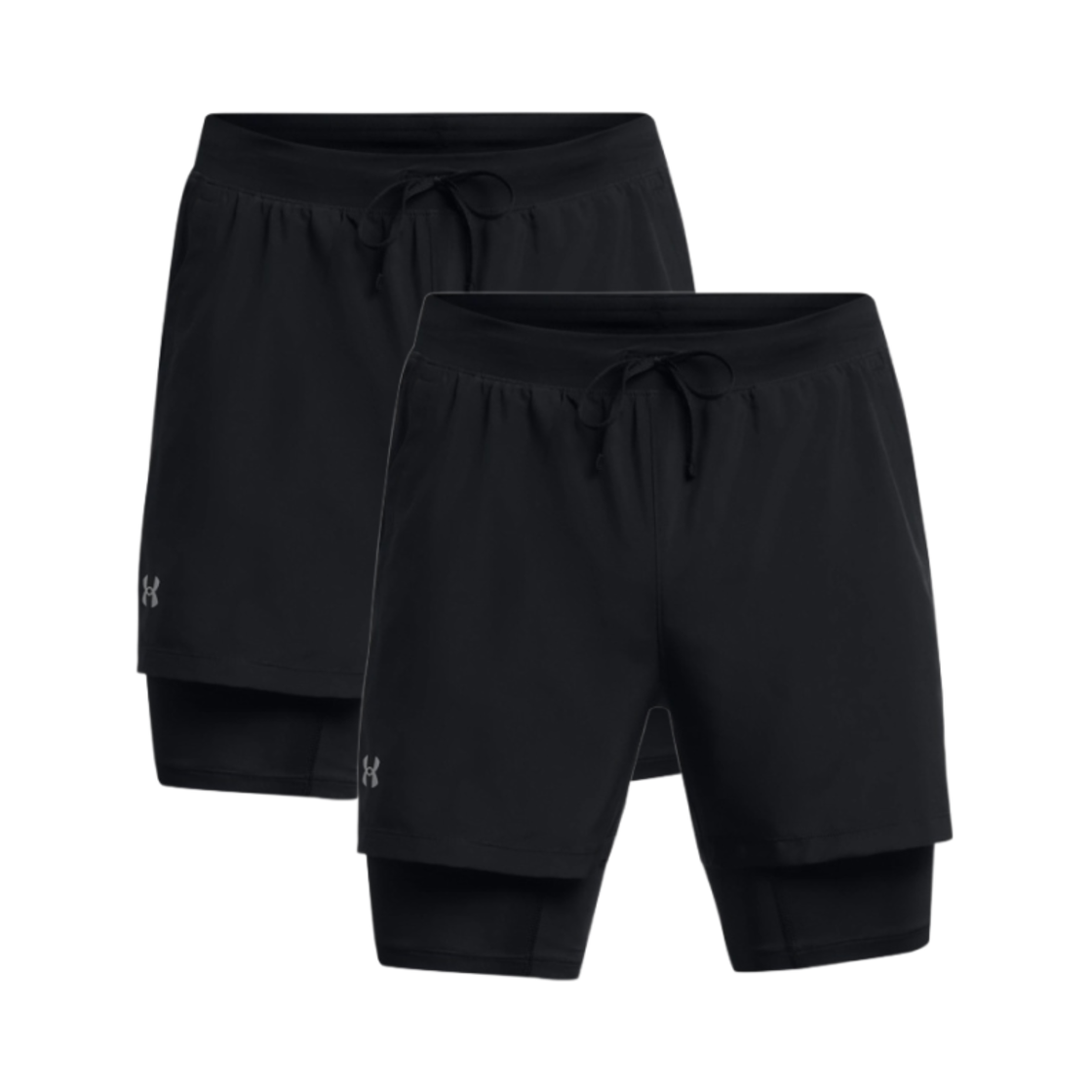 언더아머 투인원 5인치 쇼츠 블랙 리플렉티브 (2개 번들)(Under Armour Launch 2-in-1 5 Inch Shorts Black Reflective (Bundle of 2))
