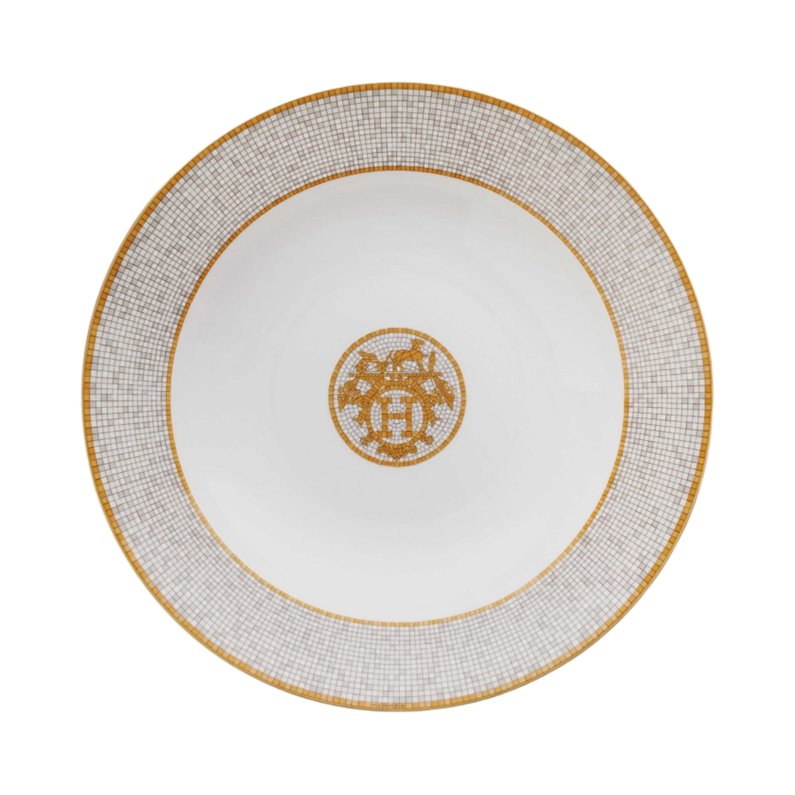 P026026P Hermes Mosaique Au 24 Round Deep Platter Gold (1 Platter)