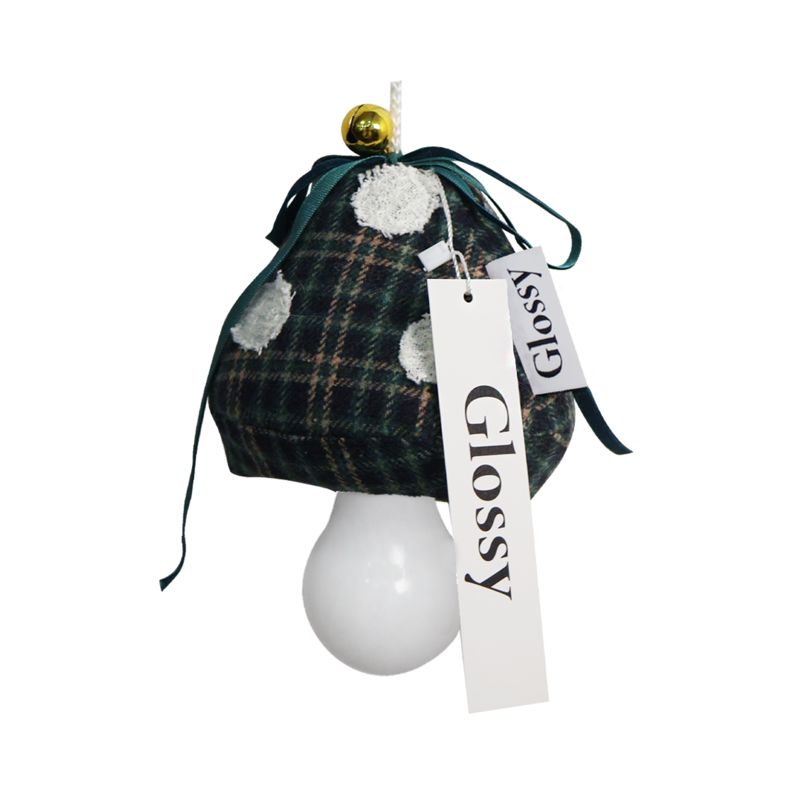 GL-LP004-GR Glossy Tartan Check Mushroom Lamp Green