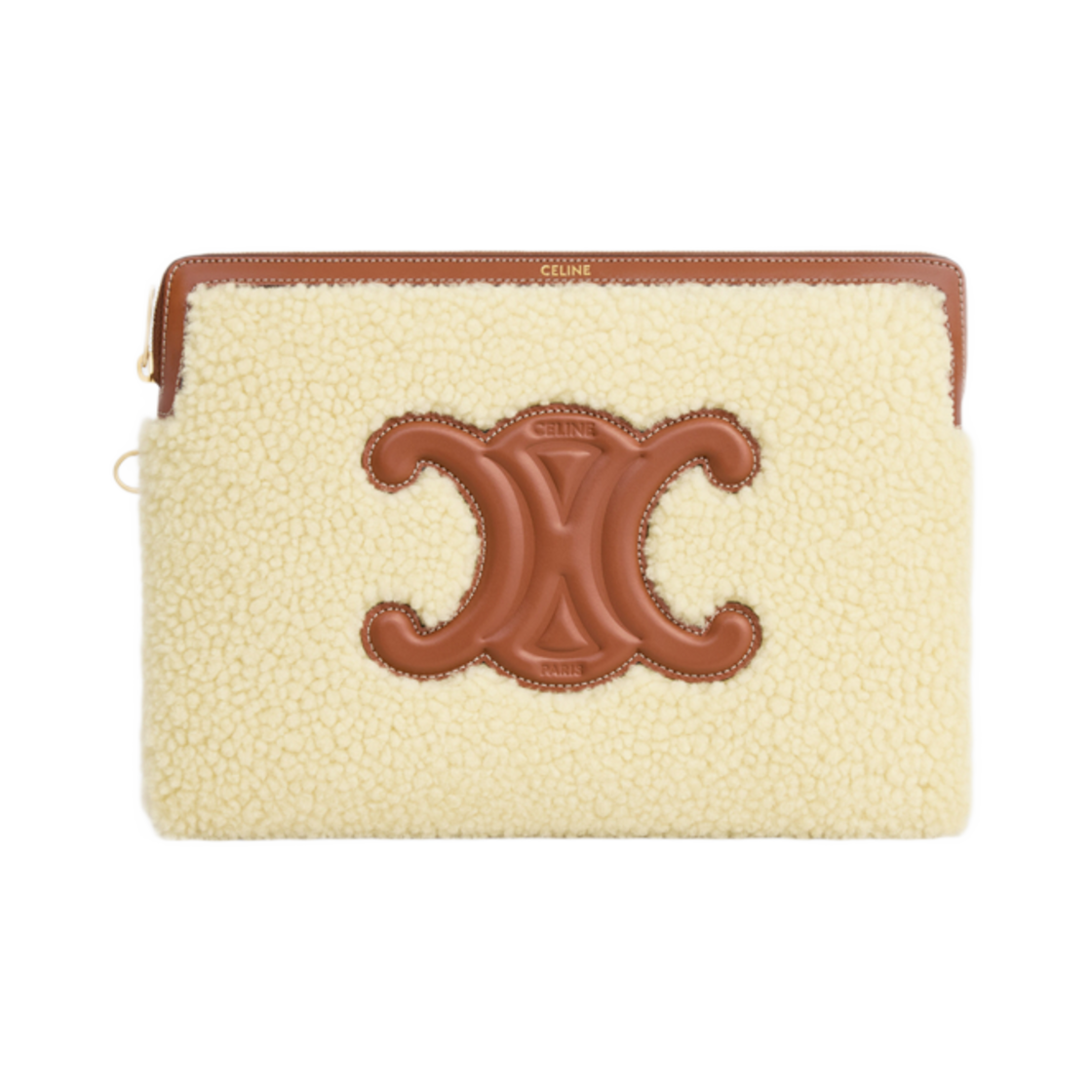셀린느 스몰 파우치 스트랩 셔링 앤 카프스킨 베이지(Celine Small Pouch with Strap in Shearling and Calfskin Beige) - 2