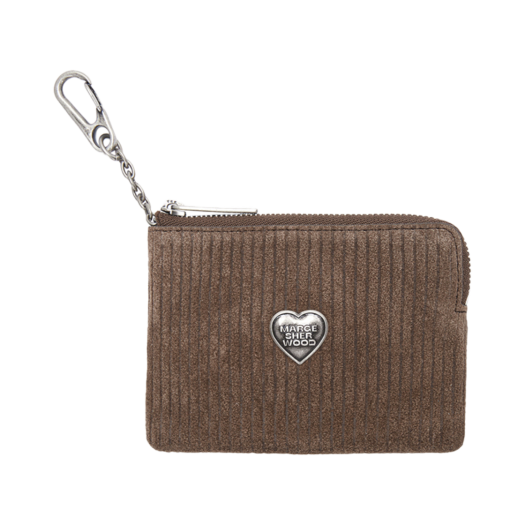 DD000117_CCS Margesherwood Heart Zipper Wallet Silver Logo Cocoa Corduroy Suede