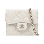 Chanel Classic Clutch With Chain Grained Calfskin & Gold White