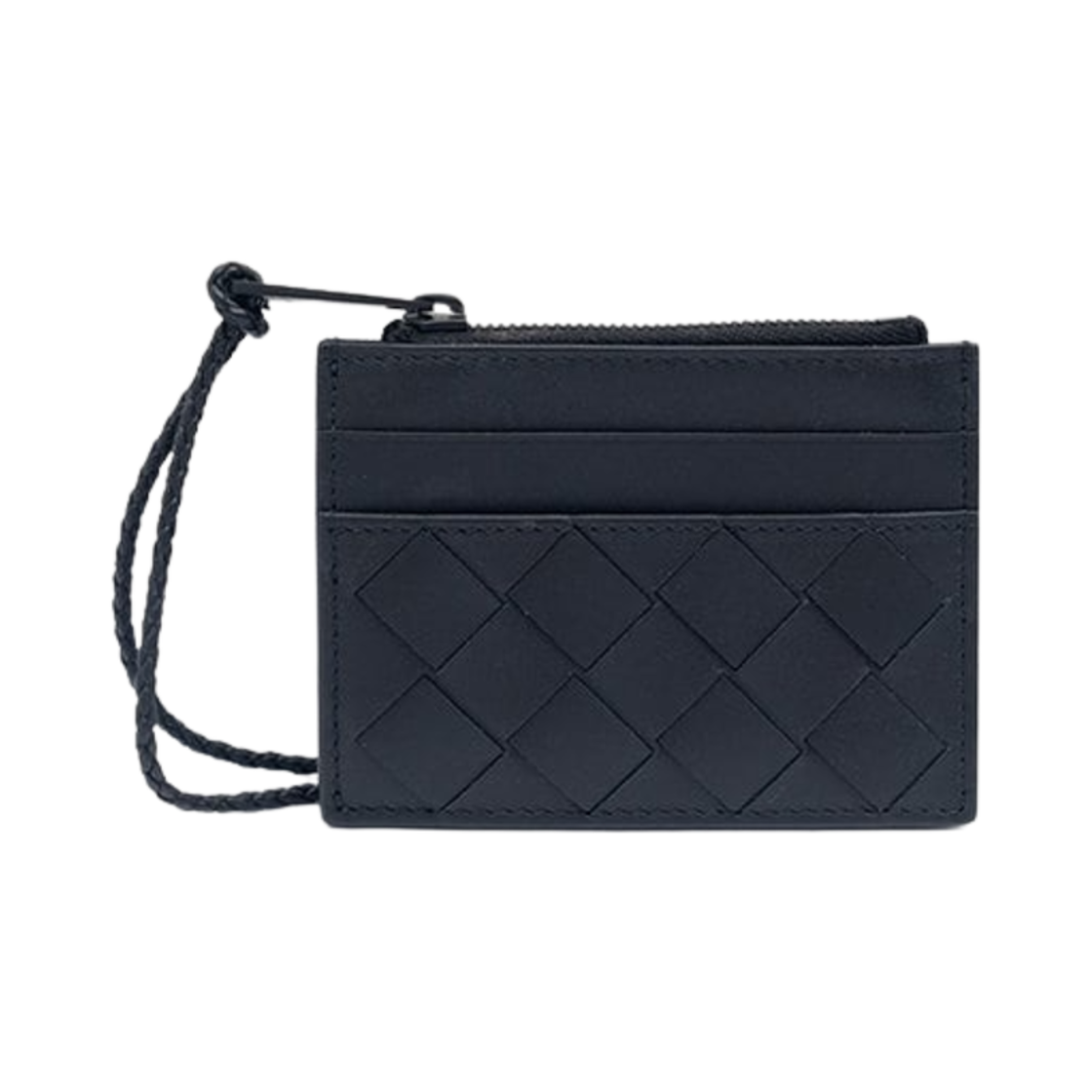 598697VCPQ38984 Bottega Veneta Intrecciato Card Case on Strap Black