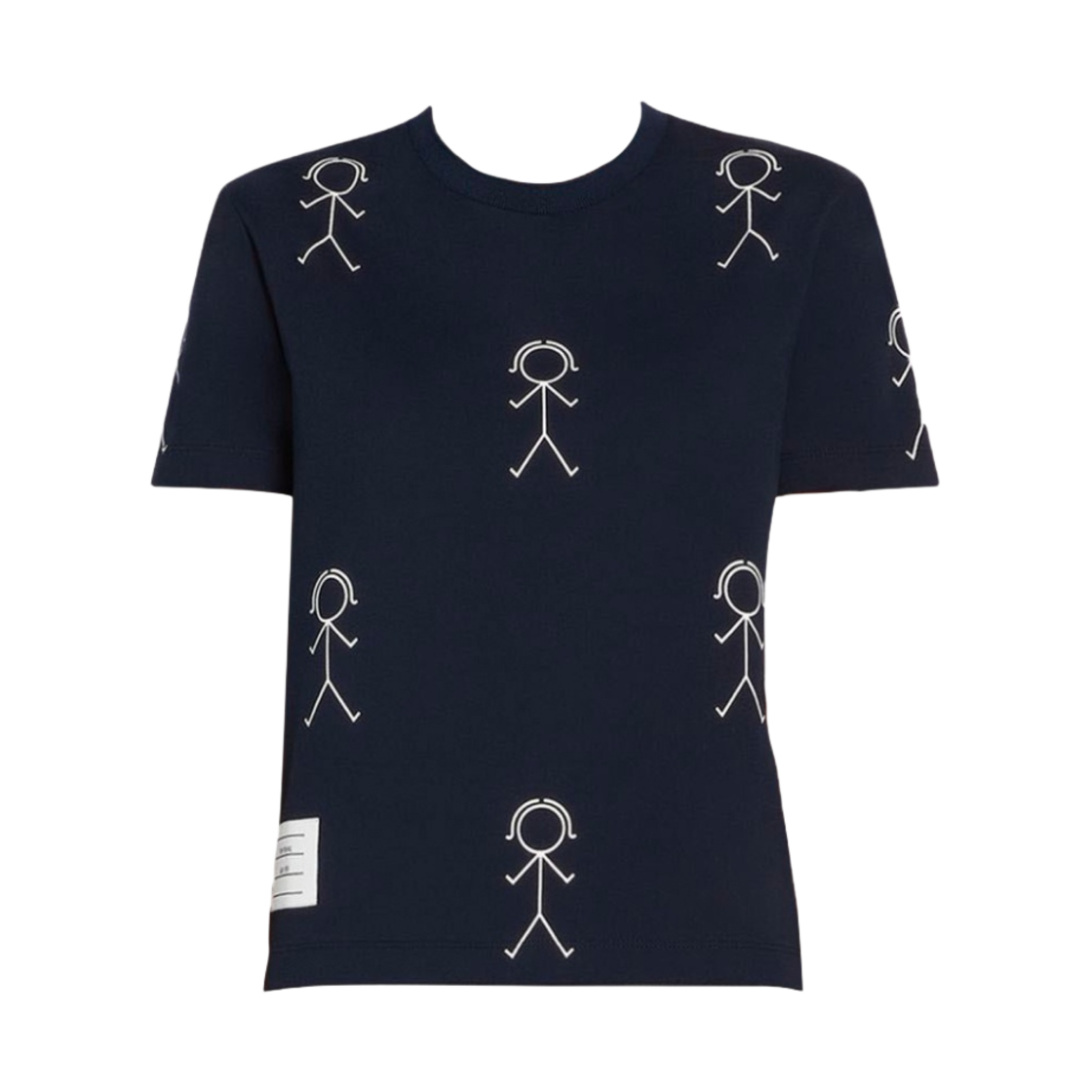 (W) 톰브라운 네이비 미드웨이트 저지 MRS 톰 아이콘 프린트 숏슬리브 티셔츠 블루((W) Thom Browne Navy Midweight Jersey MRS Thom Icon Print Short Sleeve T-Shirt Blue) - 1