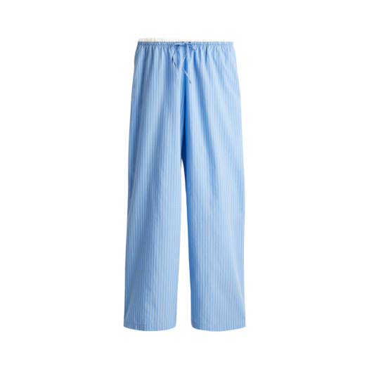(W) H&M Double Waistband Poplin Drawstring Pants Blue Striped