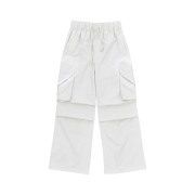The Museum Visitor Heart Sprayed Pocket Nylon Pants Ivory