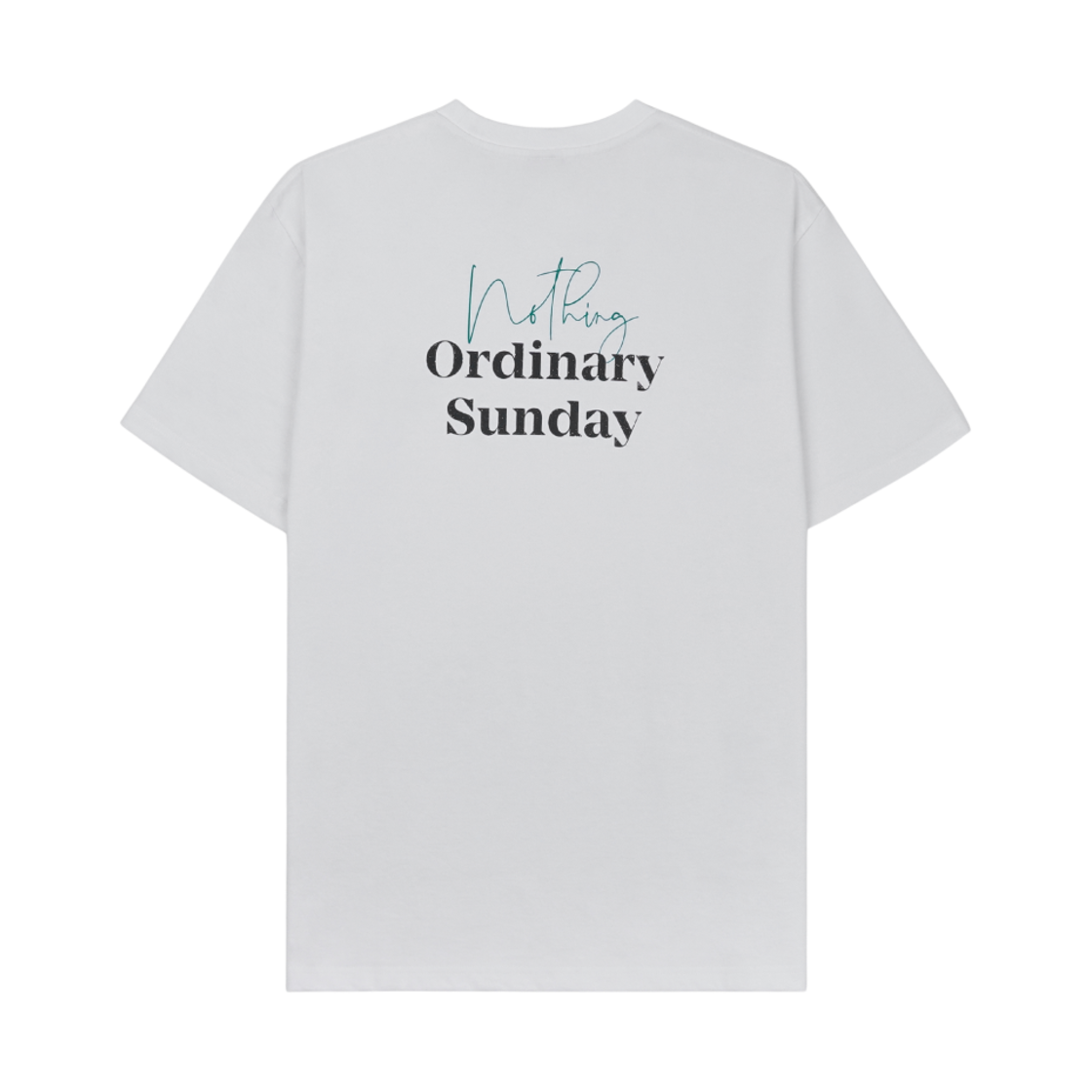 NOS7 그린 블랙 백 포인트 로고 박스 핏 티셔츠 화이트(NOS7 Green Black Back Point Logo Box Fit T-Shirt White)