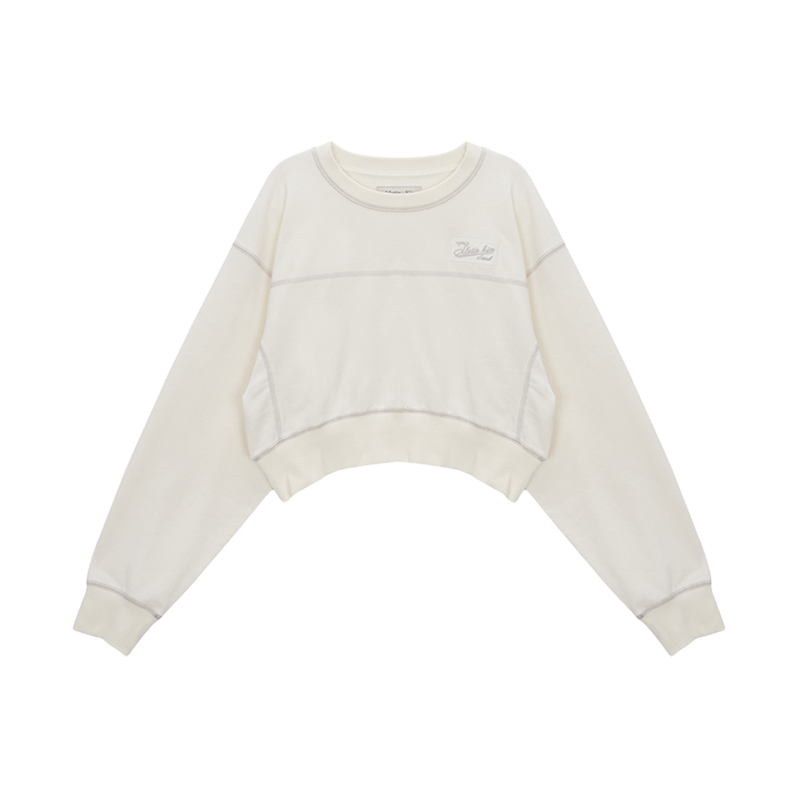 MK2377MT006M0IV (W) Matin Kim Stitch Point Label Crop Sweatshirt Ivory