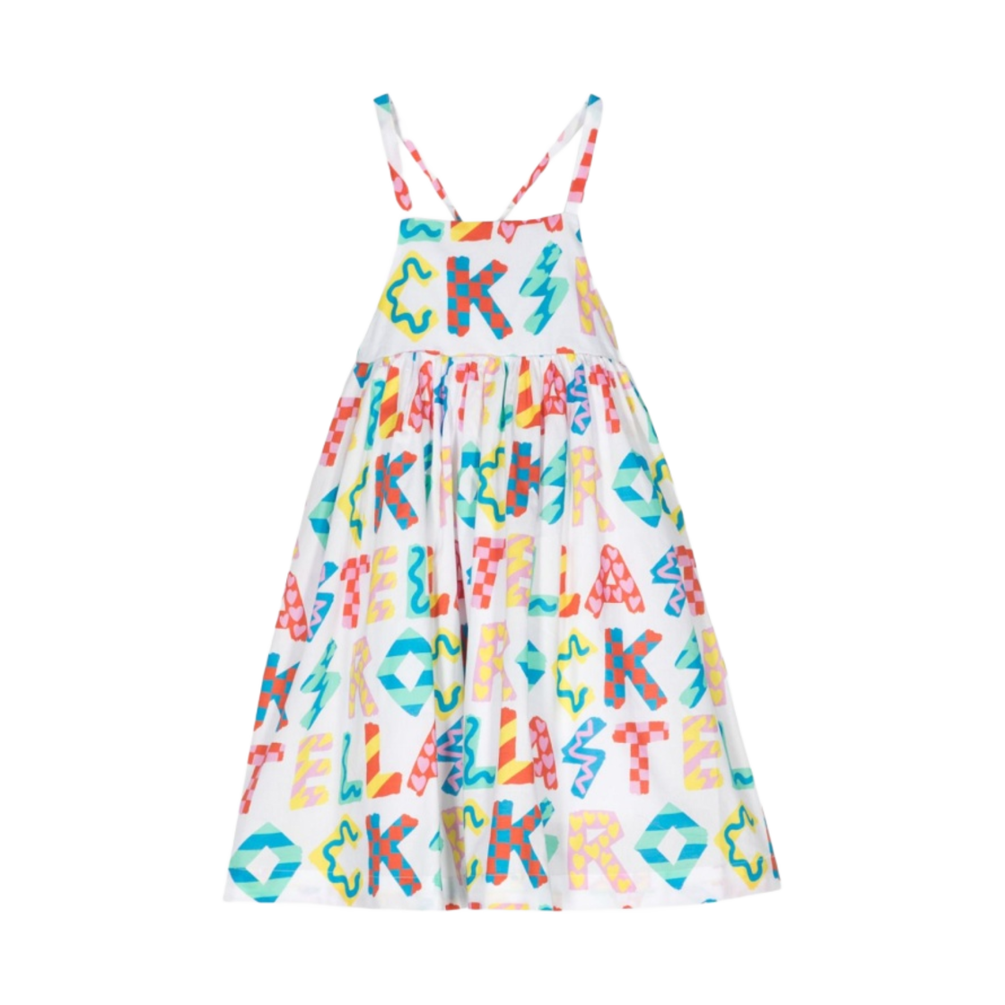 TU1A42Z1586101MC (Kids) Stella McCartney Rocks Print Flared Dress White Multicolour