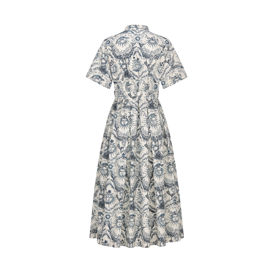 421R85B3816-X5801 (W) Dior Mid-Length Shirt Dress Navy Blue White Silk Cotton Poplin Toile Soleil Motif - #2