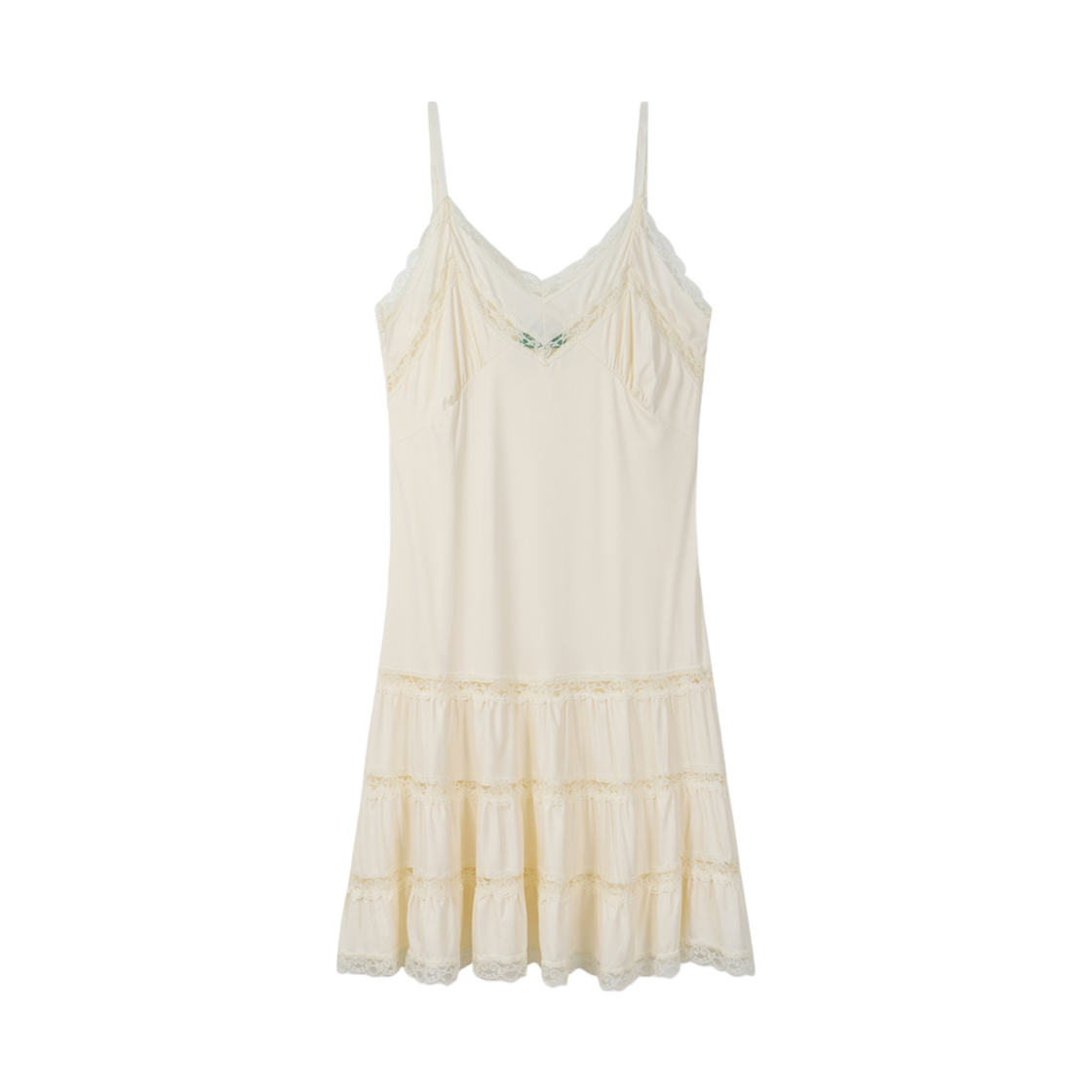 그린버터 실링 레이스 슬립 드레스 크림
