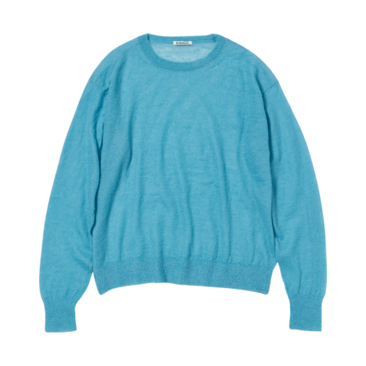 Auralee Kid Mohair Sheer Knit P/O Turquoise Blue