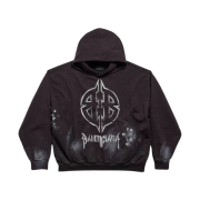 Balenciaga Metal BB Stencil Hoodie Medium Fit Black White