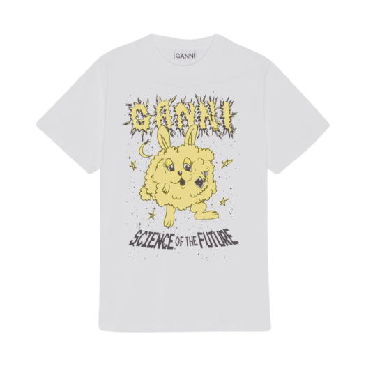 T3637-151 (W) Ganni Relaxed Bunny T-Shirt Bright White