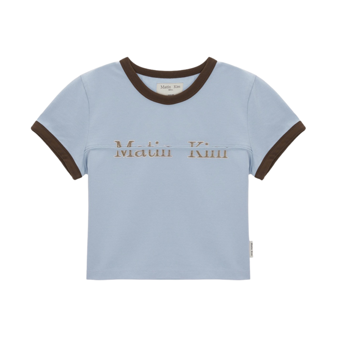 MK2411TS012M (W) Matin Kim Cutted Logo Ringer Crop Top Sky