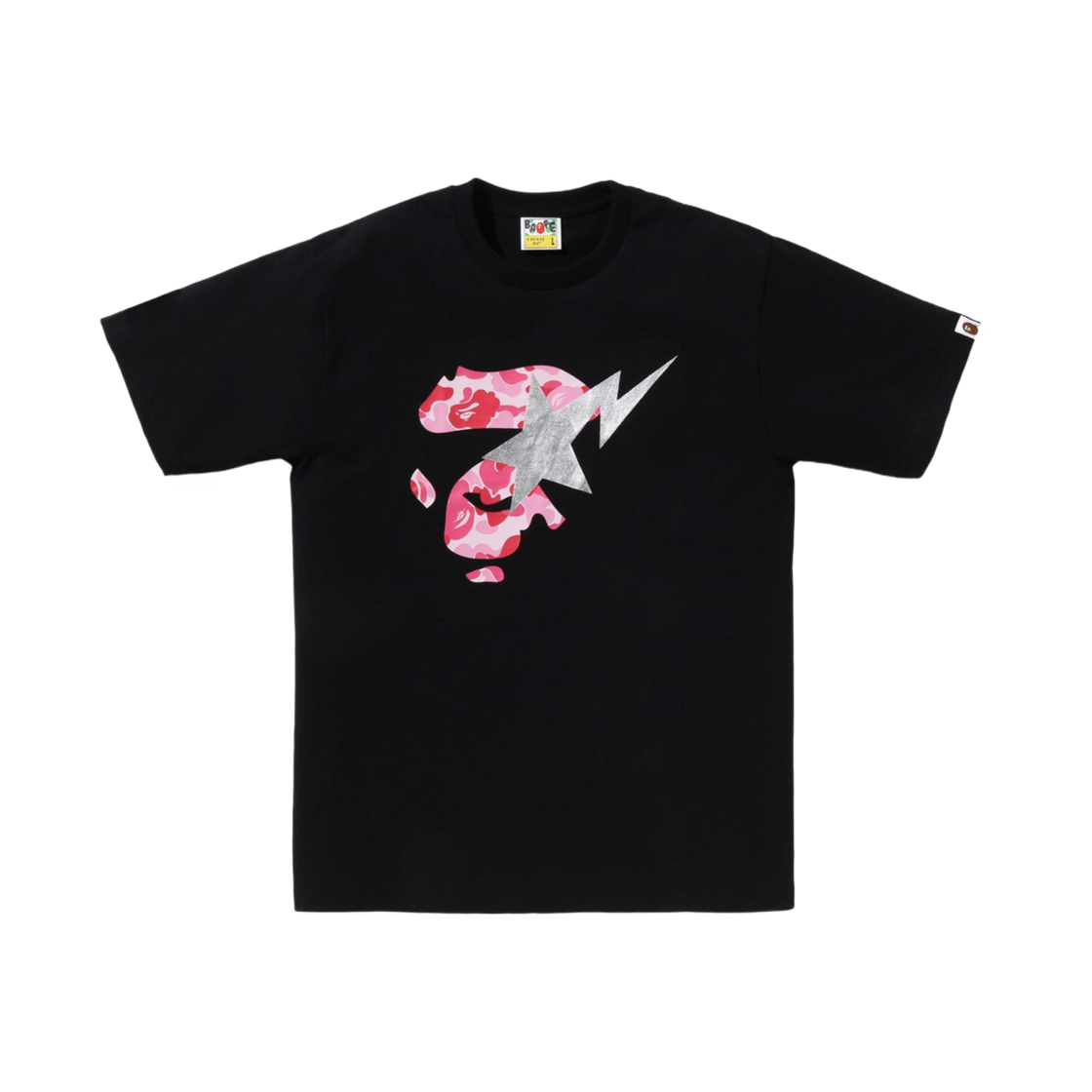베이프 ABC 카모 에이프 페이스 스타 티셔츠 블랙 핑크(BAPE ABC Camo Ape Face Sta T-Shirt Black Pink) - 2